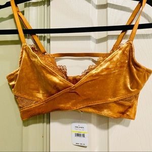 NWT Free People velvet & lace bra size M